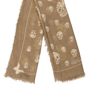 Alexander McQueen Brown Skull Print Scarf